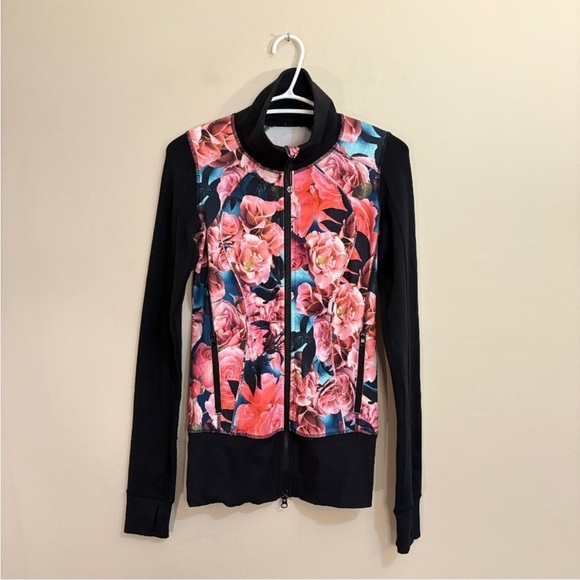 Lululemon Athletica Asana Secret Garden Pink & Blue Floral Zip-Up Jacket - Picture 1 of 16